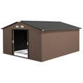 Farm Metal Shed, Storage Shed Utility Storage with Double Locking Doors for Bike, Yard Tools, Brown