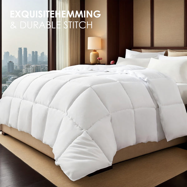 White Plump Duvet, Extra Large Checkered Quilting Luxury Hotel-grade For Bedrooms And Guesthouses. Ultra-soft Thickened Warmth, All-season Use. Simple Bohemian Style. Perfect Christmas Gift.