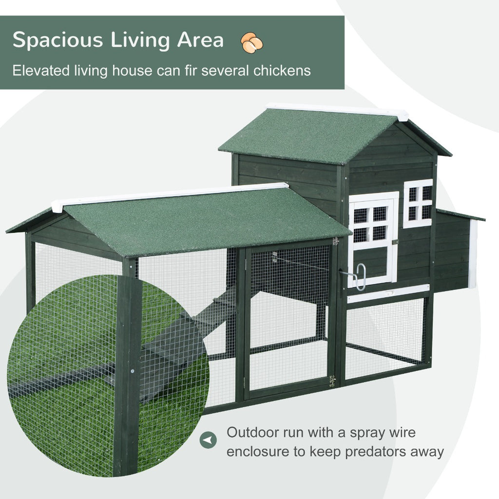 83" Wooden Outdoor Backyard Chicken Coop Fence Rabbit Bunny Hutch House with Covered Run and Nesting Box