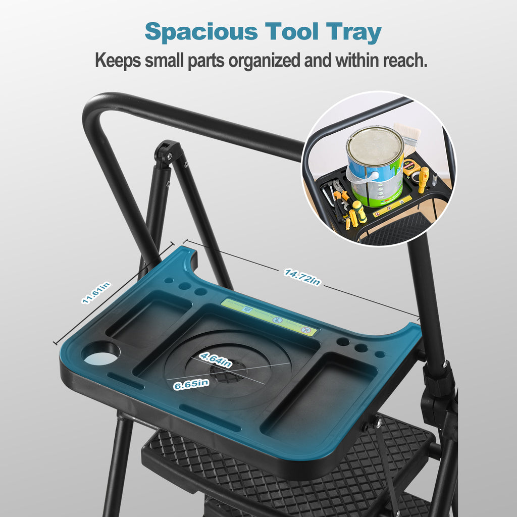 6-Step Folding Ladder, Portable Steel Stool For Home And Workshop