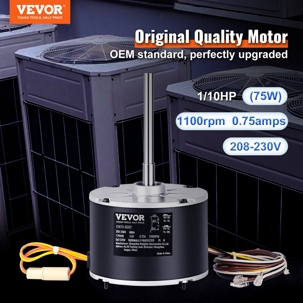 Condenser Fan Motor 5KCP39BGS069S, 5KCP39BGY915S,1100RPM, OEM Standard Upgraded Replacement Condenser Motor Reversible Rotating, Explosion-proof CBB65