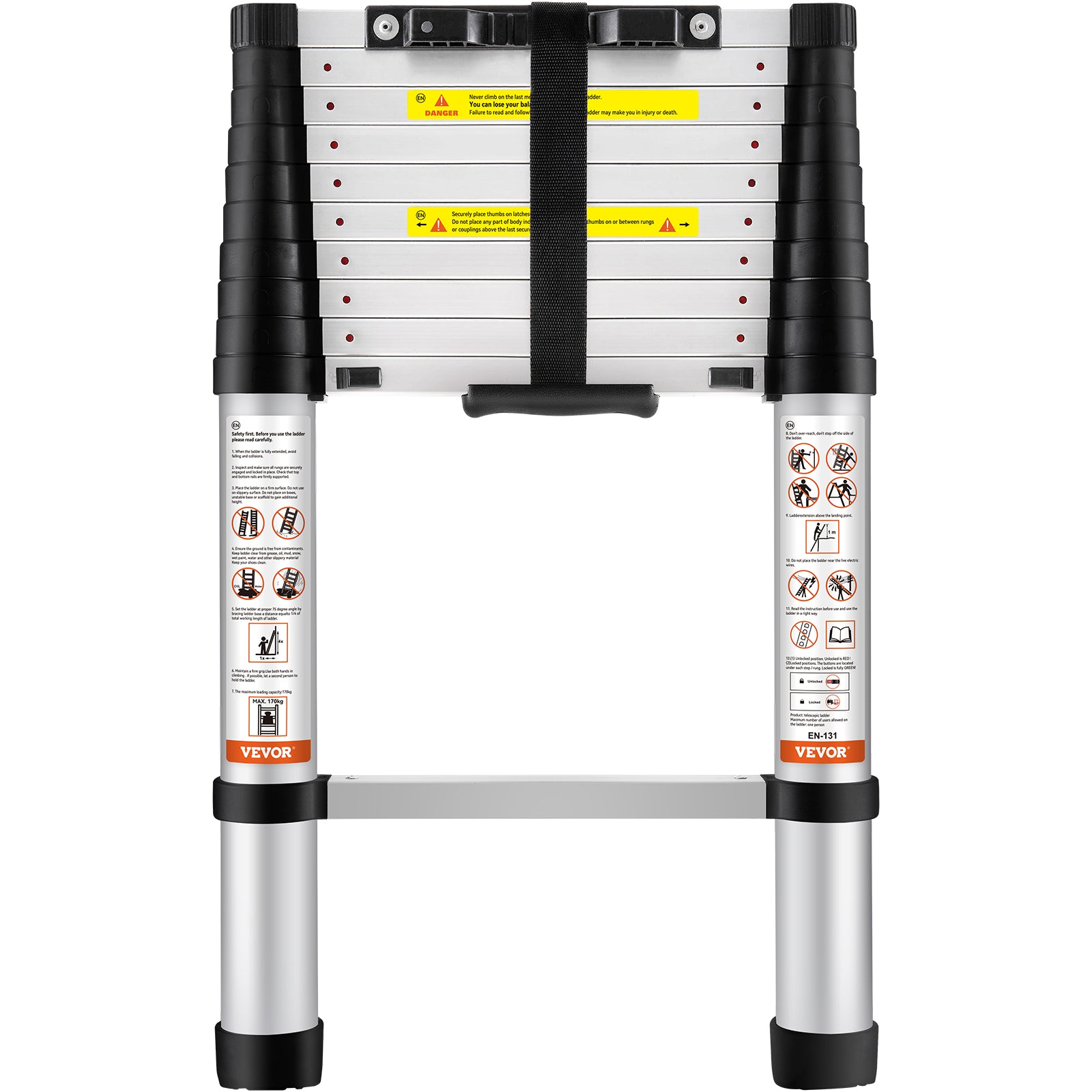 Telescoping Ladder Aluminum Extension Step 10.5 Ft Multi-purpose Portable