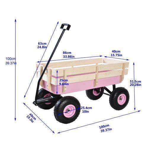 Outdoor Sports Tools Wooden Side Panel Pneumatic Tire Wheelbarrow