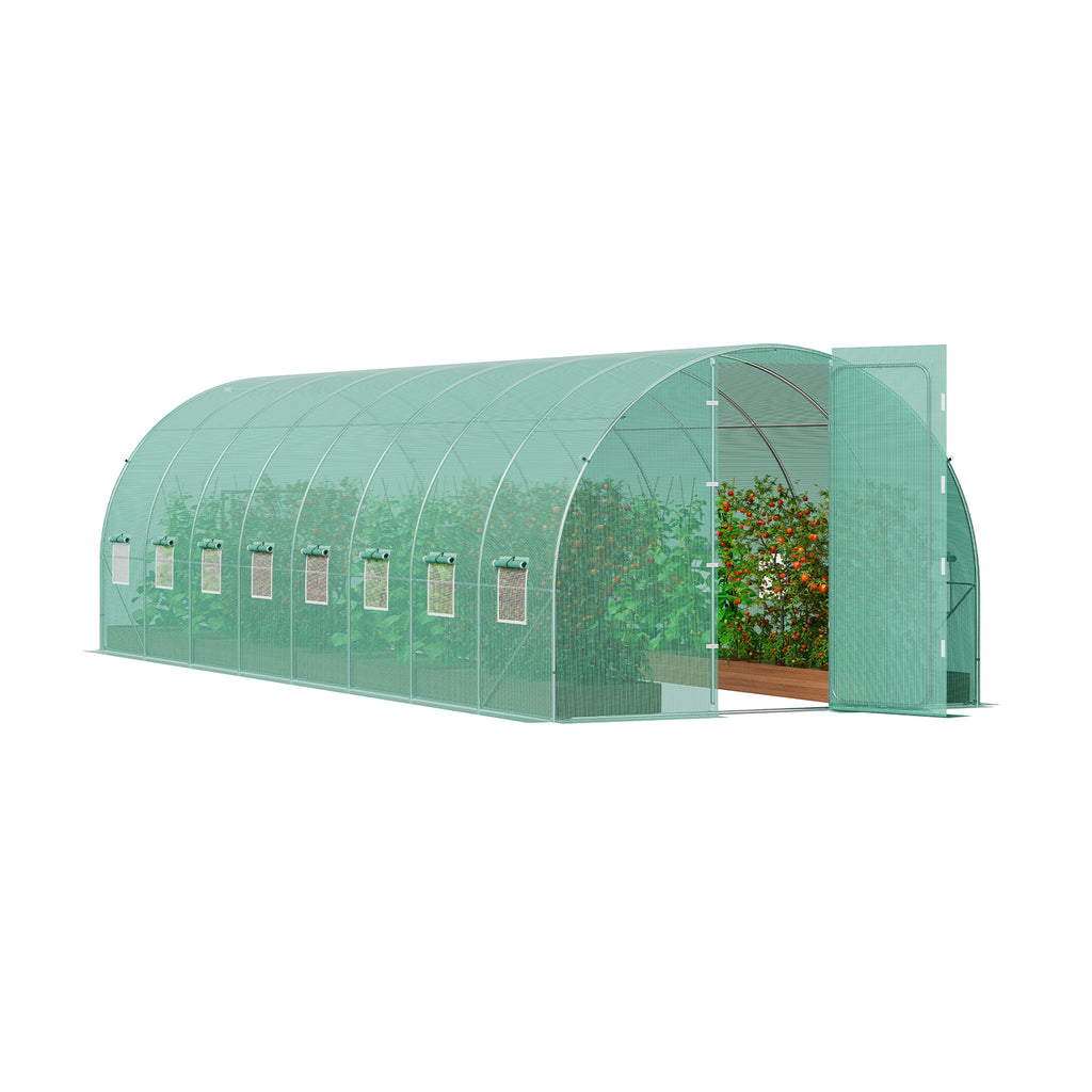 Walk-in Tunnel Greenhouse 27.38x9.5x7.38ft Galvanized Frame PE Cover Green
