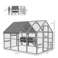 Large Chicken Coop With Nesting Box, Water-Resistant And Anti-UV Cover For 8-12 Chickens, Gray