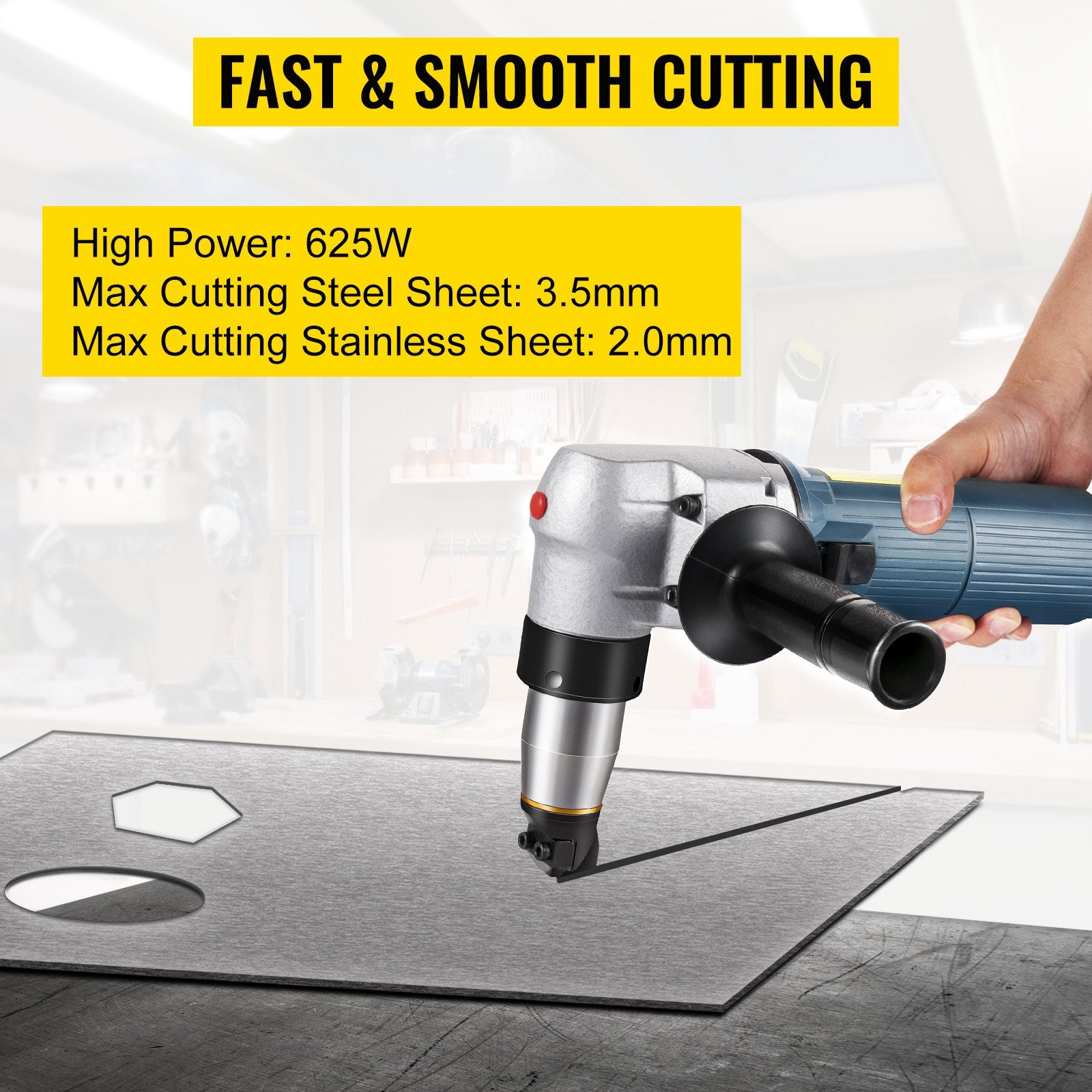 Electric Metal Nibbler 625W Nibbler Metal Cutter 1000RPM High Speed Rotor 0.16in/4mm Metal Nibbler 110V W Replaced Blades Storage Case Sheet Metal Nibbler For Cutting Stainless Steel, Aluminium