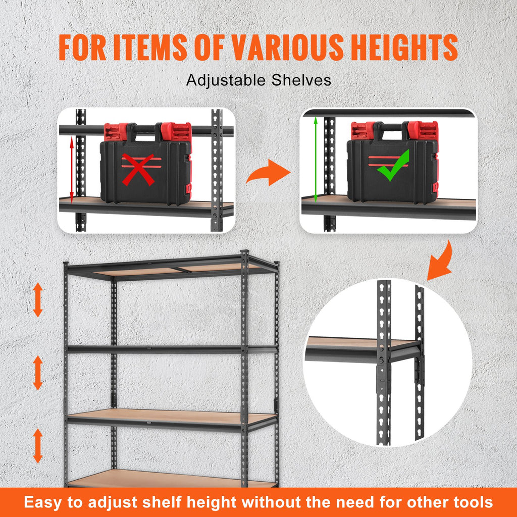 Storage Shelving Unit, 5-Tier Adjustable, 2000 Lbs Capacity, Heavy Duty Garage Shelves Metal Organizer Utility Rack, Black, For Kitchen Pantry Basement Bathroom Laundry