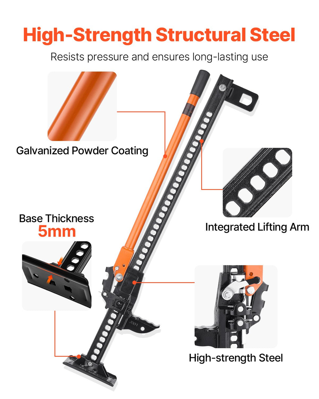 Farm Jack, 42" Utility High Lift Farm Jack, 3.18 Ton (7,000 Lbs) Capacity Ratcheting Off Road Utility Jacks, Heavy-Duty Lift Jacks With 5.12"-36.6" Lifting Range For Tractor, Truck, SUV
