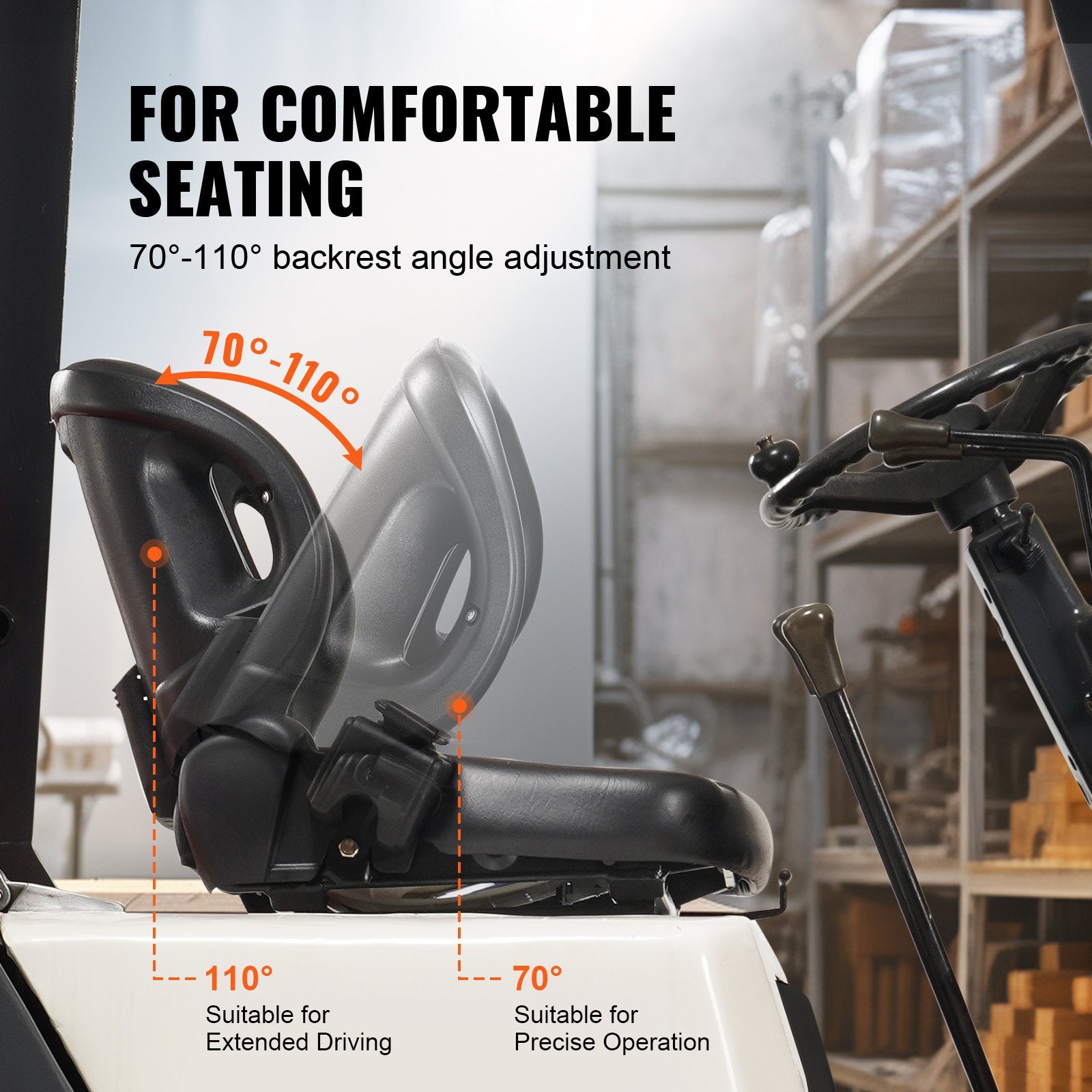 Universal Forklift Seat,Tractor Seat With Adjustable Angle Back, Micro Switch And Seatbelt,Wrap-around Forklift Seat For Tractor Loader Excavator