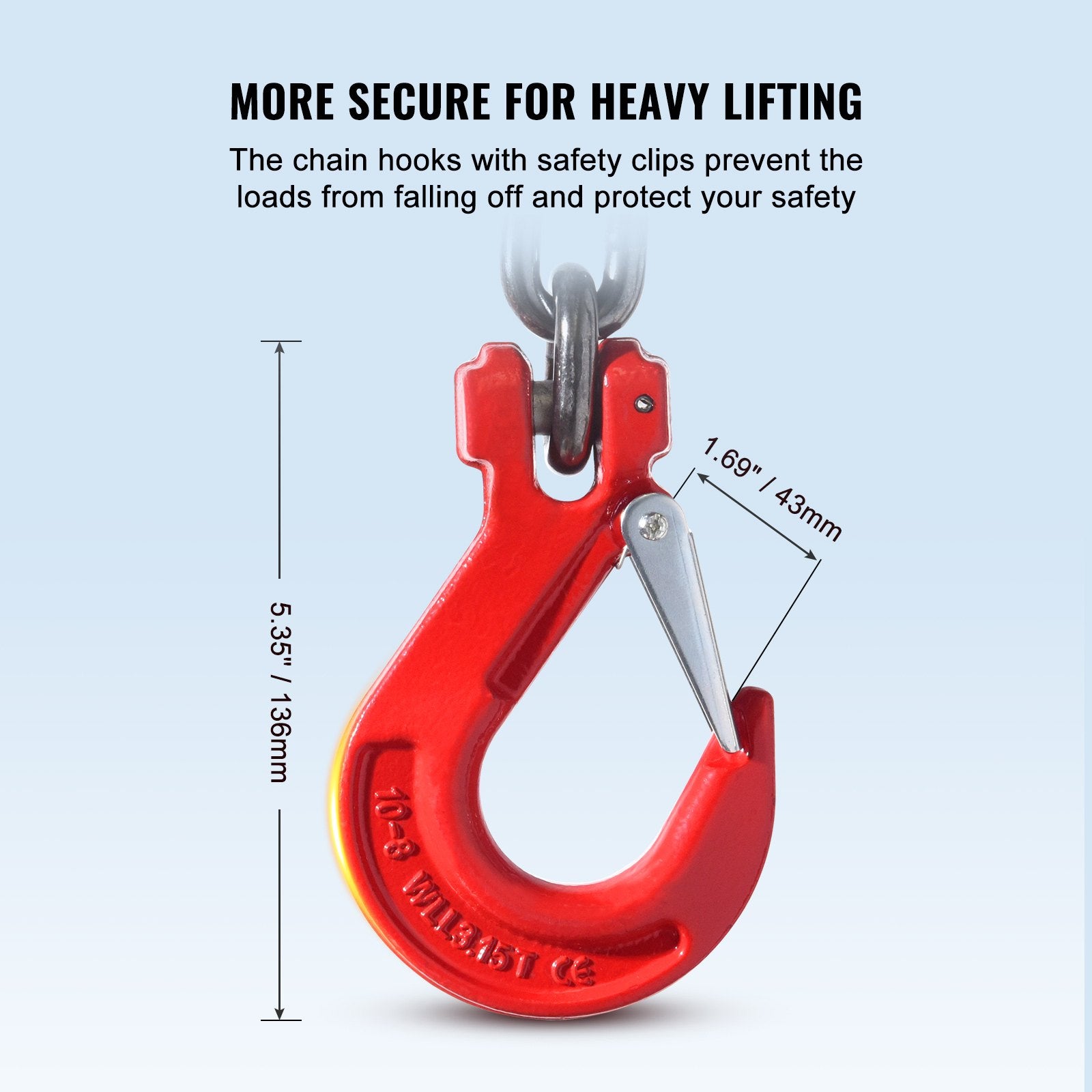 3/8' X 6' Chain Sling 2 Legs G80 Lifting Chain With Grab Hooks 11000 Lbs