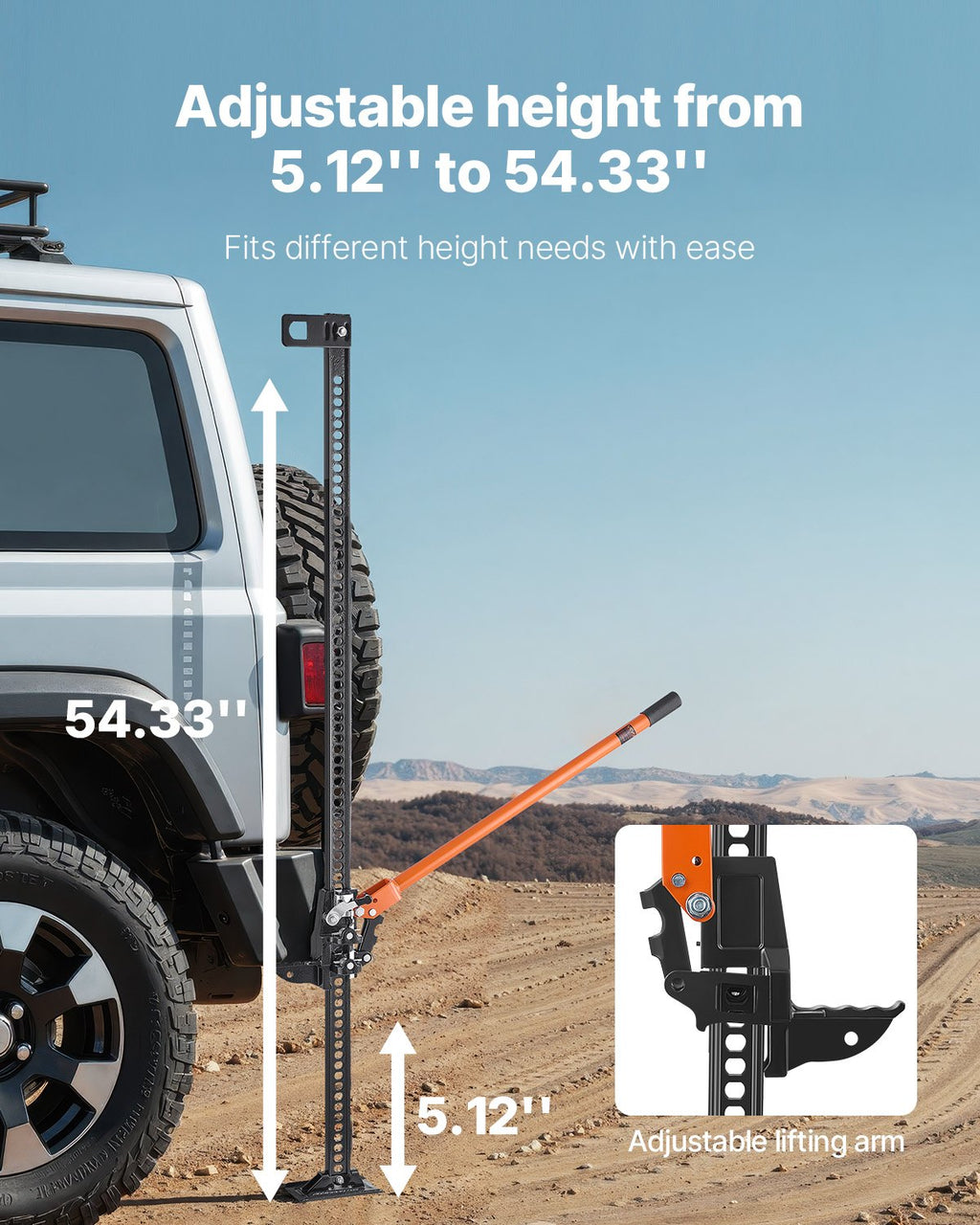 Farm Jack, 60" Utility High Lift Farm Jack, 3.18 Ton (7,000 Lbs) Capacity Ratcheting Off Road Utility Jacks, Heavy-Duty Lift Jacks With 5.12"-54.33" Lifting Range For Tractor, Truck, SUV