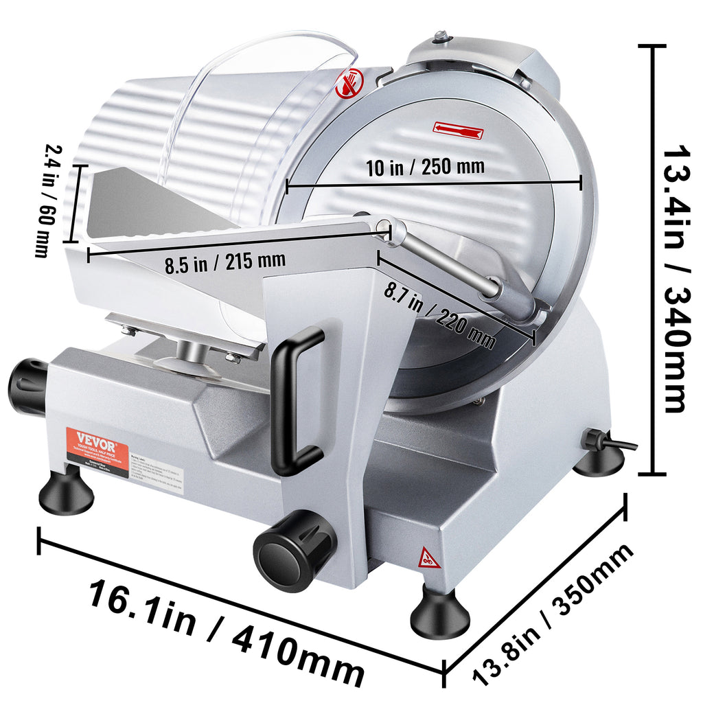 240W Commercial Meat Slicer, Electric Deli Food Slicer, Carbon Steel Blade Electric Food Slicer, 350-400RPM Meat Slicer, 0 - 0.47 Inch Thickness Adjustable For Commercial And Home Use