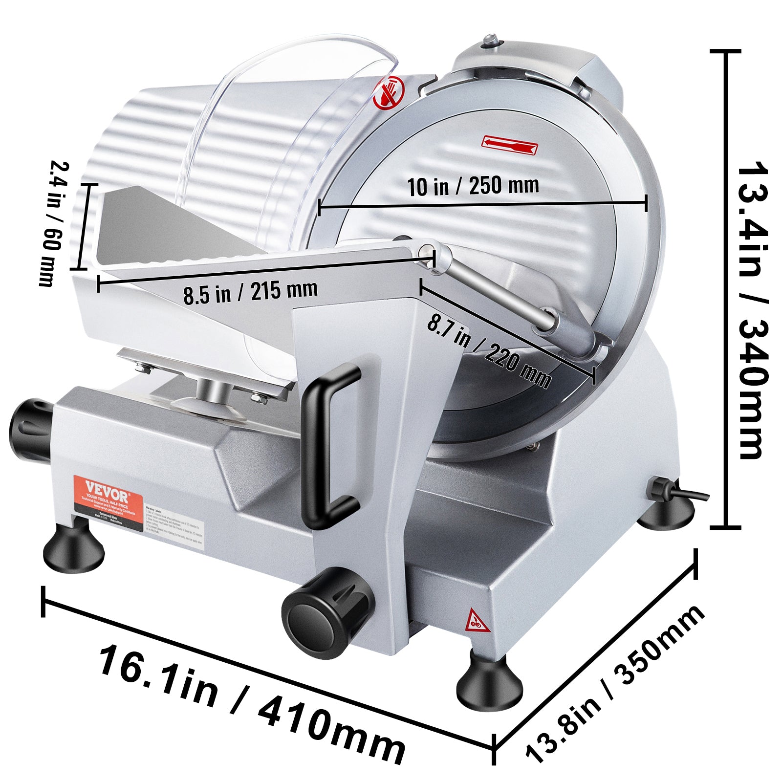 240W Commercial Meat Slicer, Electric Deli Food Slicer, Carbon Steel Blade Electric Food Slicer, 350-400RPM Meat Slicer, 0 - 0.47 Inch Thickness Adjustable For Commercial And Home Use