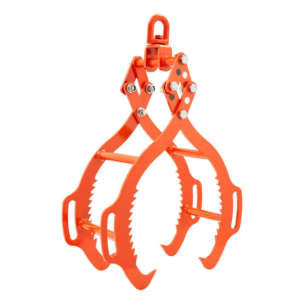 28in Log Lifting Tongs 4 Claw Solid Steel Log Grapple Swivel Log Tools