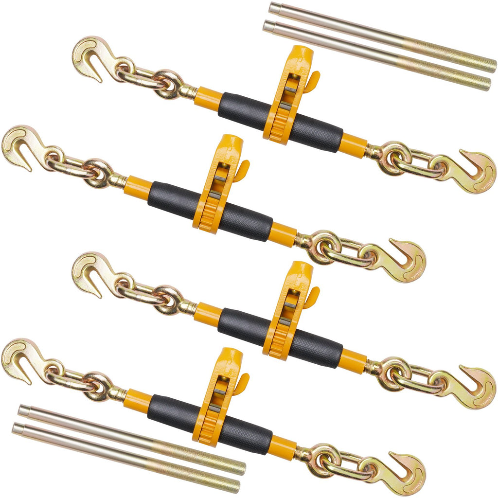Ratchet Chain Binder, 5'16'-3'8' Heavy Duty Load Binders, With G80 Hooks 7,100 Lbs Secure Load Limit, Labor-saving Anti-skid Handle, Tie Down Hauling Chain Binders For Flatbed Truck Trailer, 4 P