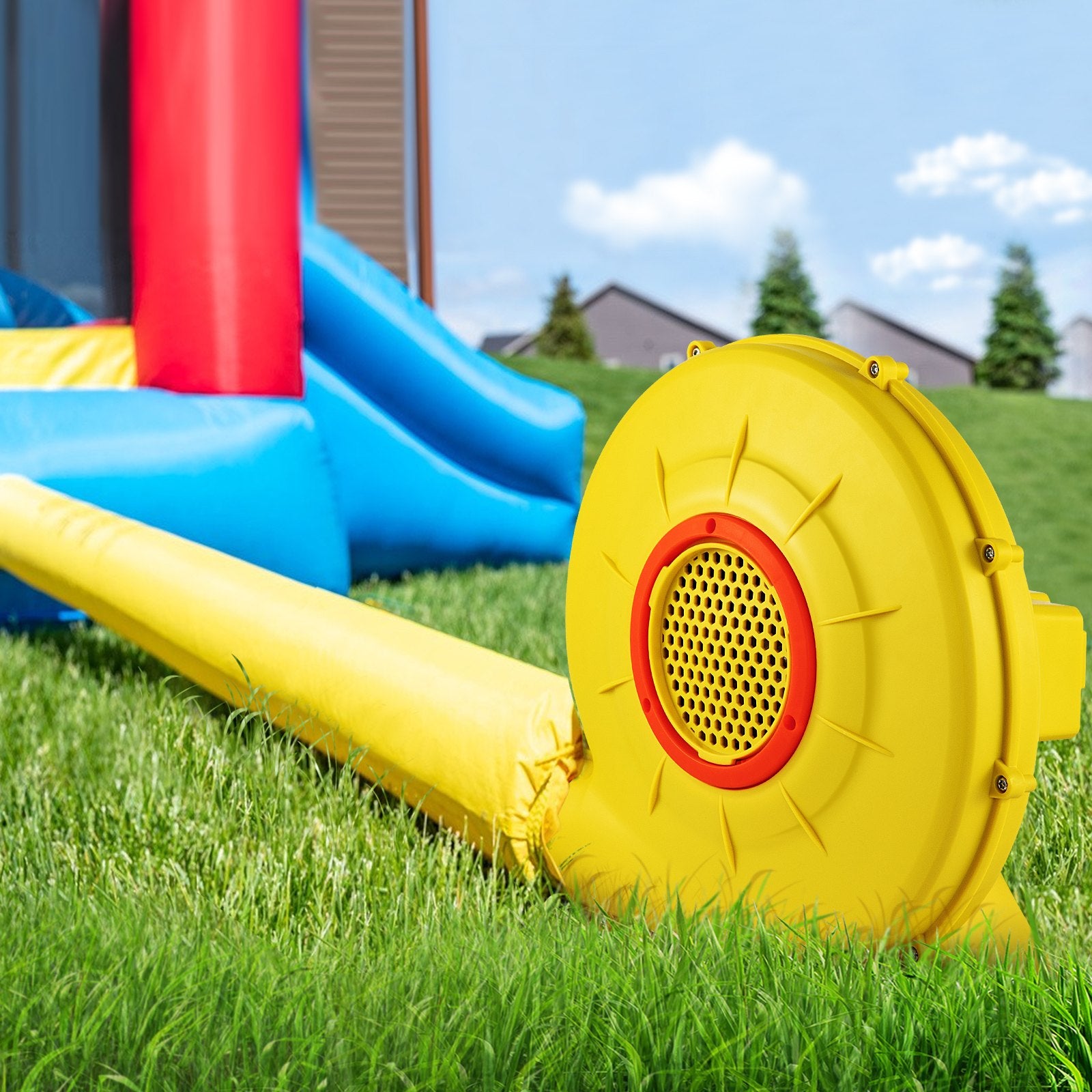 Air Blower, 450W 0.6HP Inflatable Blower, Portable And Powerful Bounce House Blower, 1750Pa Commercial Air Blower Pump Fan, Used For Inflatable Bouncy Castle And Jump Slides, Yellow