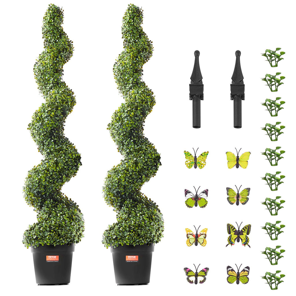 2 Pack 5' Artificial Boxwood Topiary Tree Faux Plant UV Decor In Outdoor
