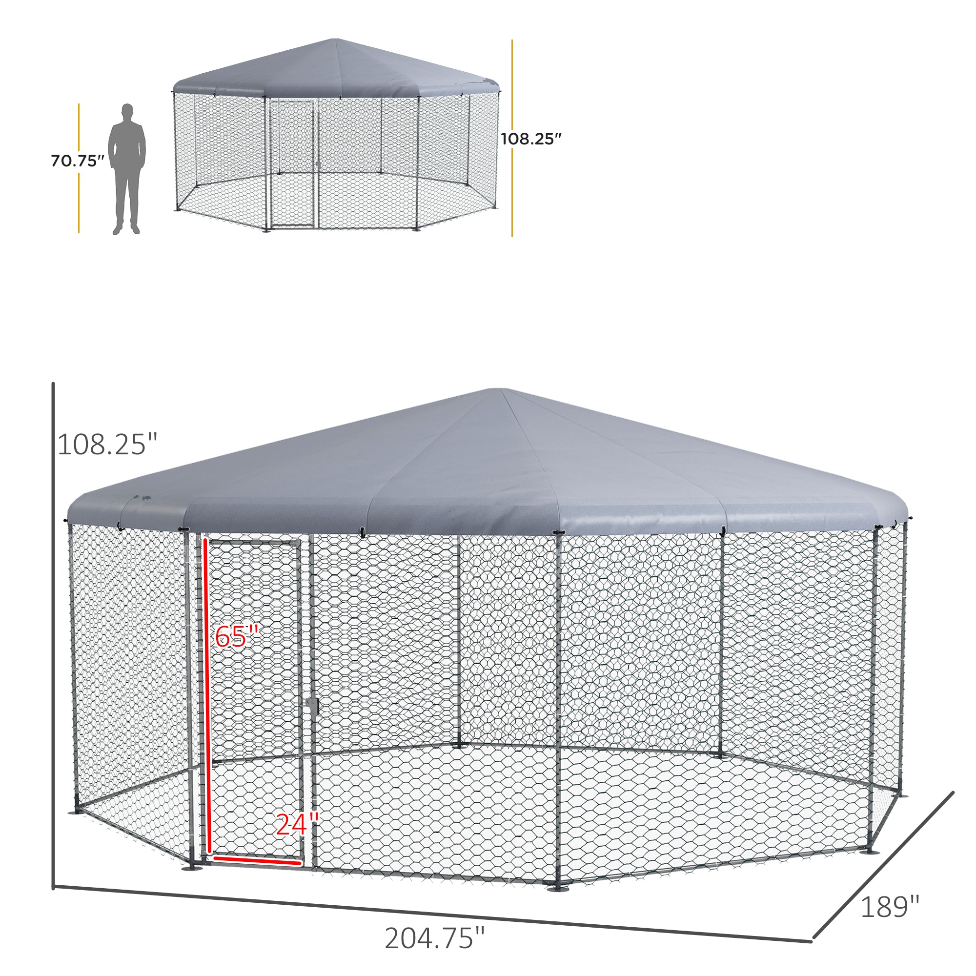 17.1 Ft X 15.7 Ft Chicken Run For 19-25 Chickens With Cover