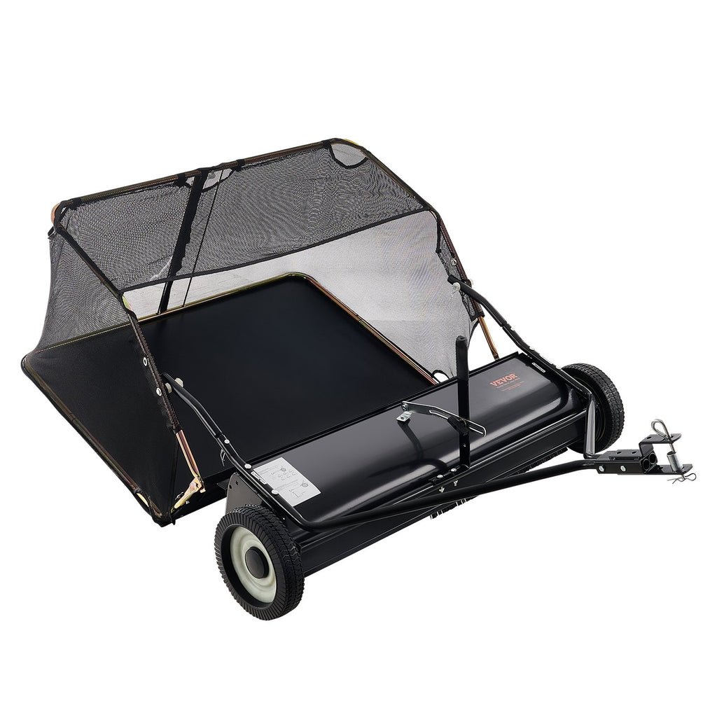 Tow-Behind Lawn Sweeper 42-inch Leaf Yard Collector 12 Cu.ft. Adjustable