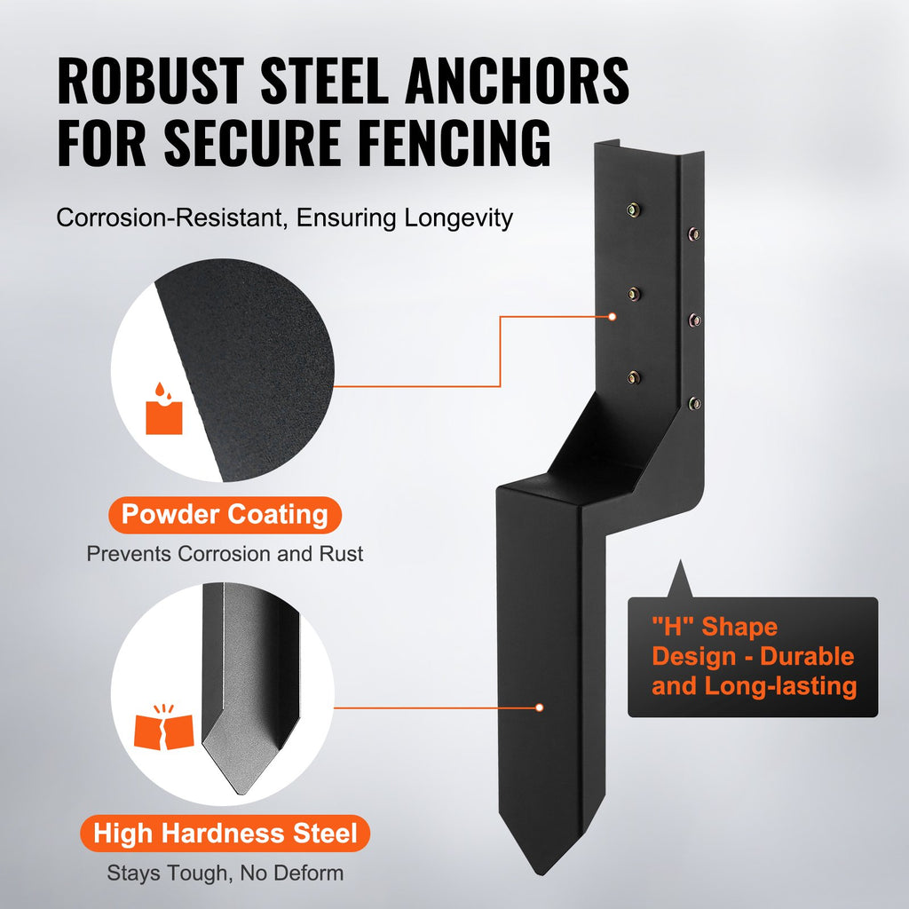 Fence Post Anchor Repair Kit, 4 Pack Inner Diameter 3.5 X3.5 Inches Heavy Duty Steel Fence Post Support Stakes, Anchor Ground Spike For Repair Tilted, Broken Wood Fence Post, Enveloping