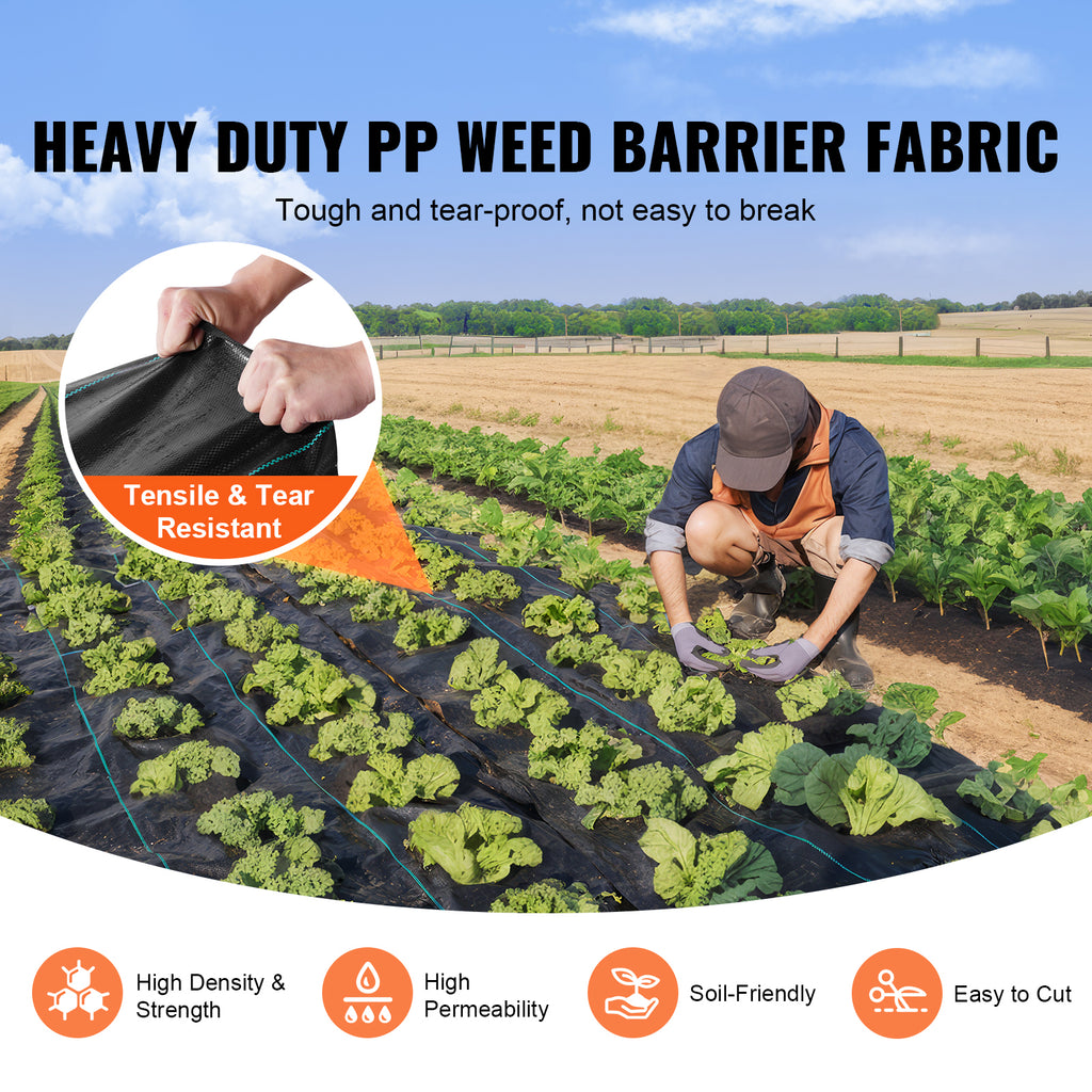 Weed Barrier Landscape Fabric 6X300FT Heavy Duty Woven PP Weed Control Mat
