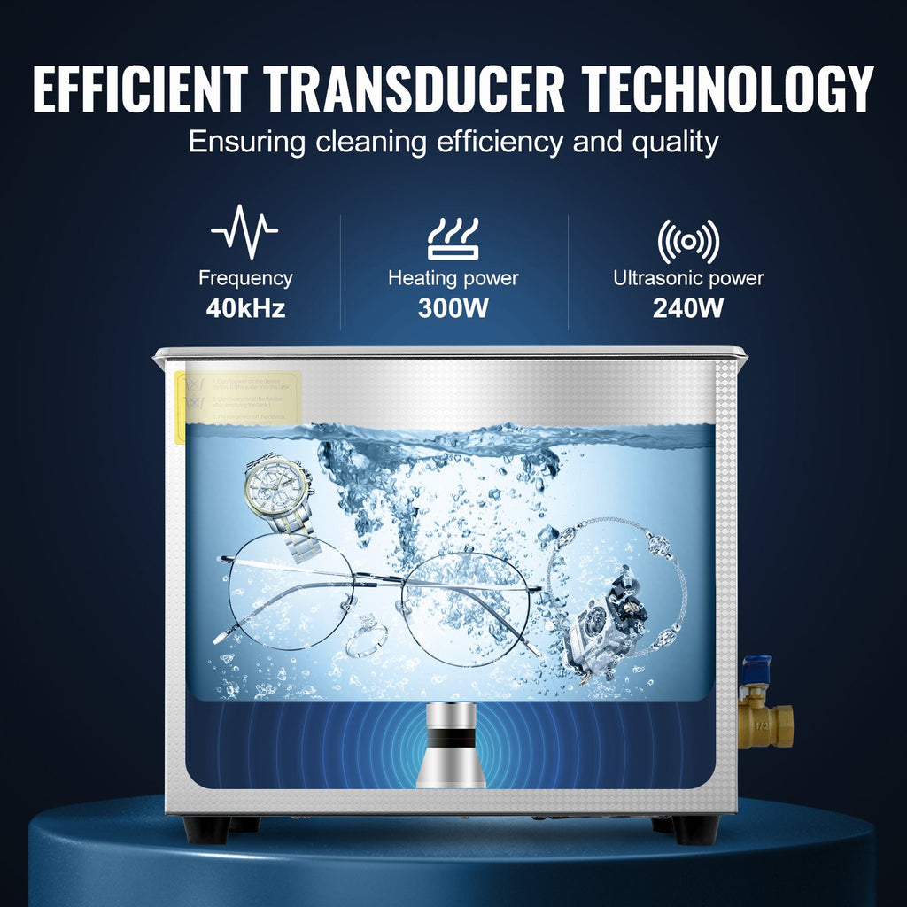 Professional Ultrasonic Cleaner, 10L Ultrasonic Jewelry Cleaner With Digital Timer & Heater, Stainless Steel Industrial SonicCleaner 40kHz For Glasses, Watches, Rings, Small Parts