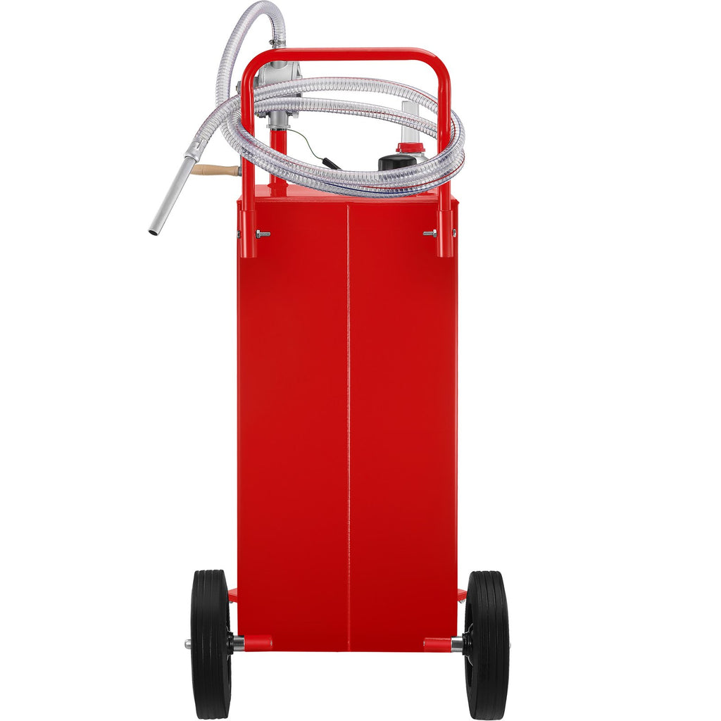 Fuel Caddy, 35 Gallon, Gas Storage Tank On 4 Wheels, With Manuel Transfer Pump, GasolineFuel Container For Cars, Lawn Mowers, ATVs, Boats, More, Red