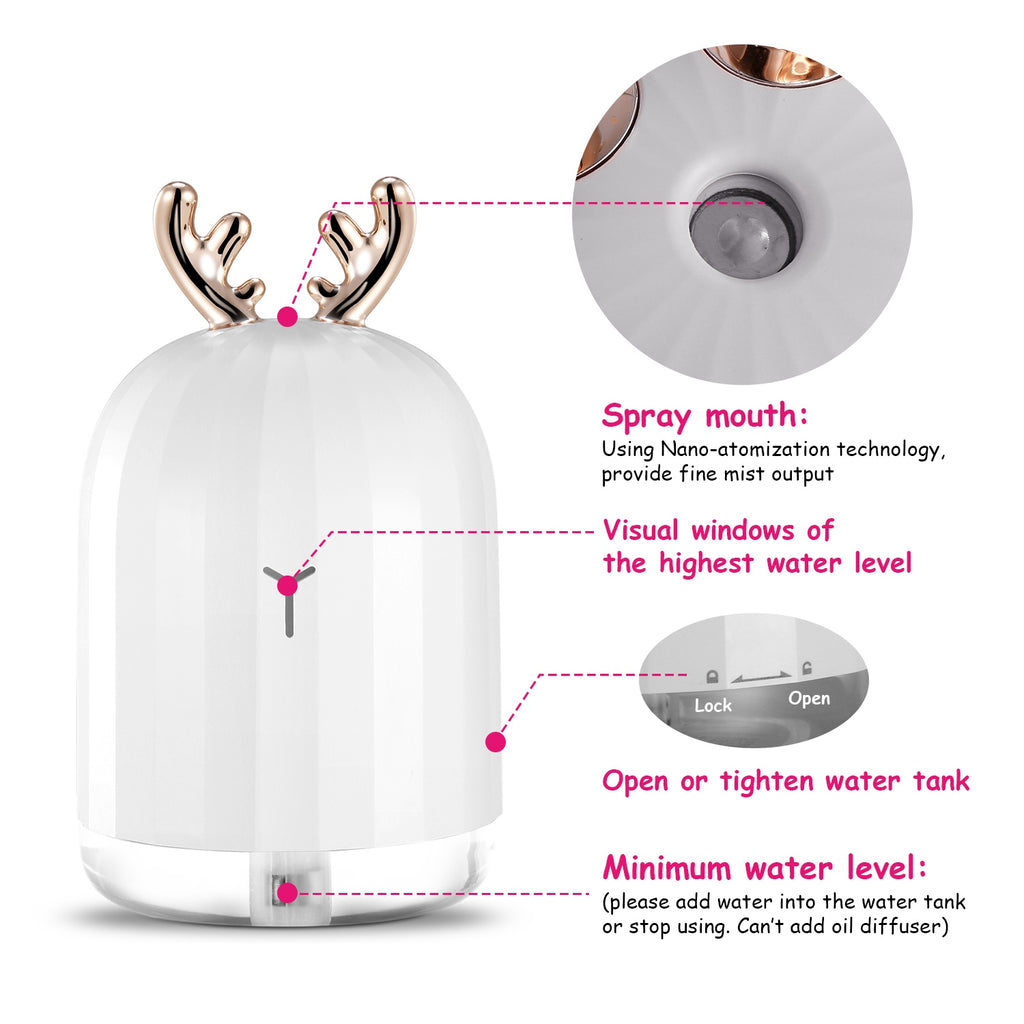 1Pc 220ml Cool Mist Humidifier Ultrasonic Air Diffuser Atomizer With 7 Color Breathing Lights Auto Off Office Home Yoga