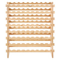 72 Bottle Stackable Modular Wine Rack Bamboo Wood Display Shelf 8-Tier