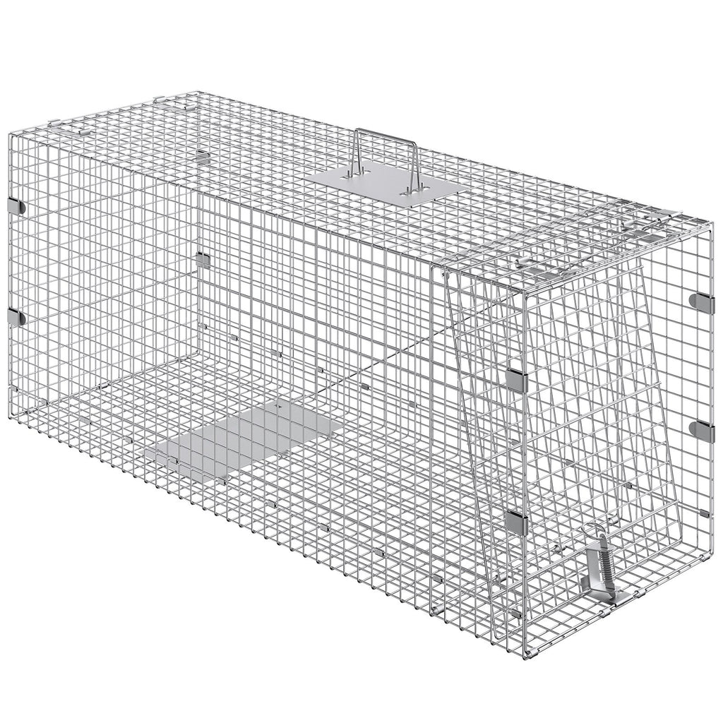 Live Animal Cage Trap, Humane Cat Trap Galvanized Iron, Folding Animal Trap With Handle For Stray Dogs, Armadillos, Raccoons, Marmots, Foxes