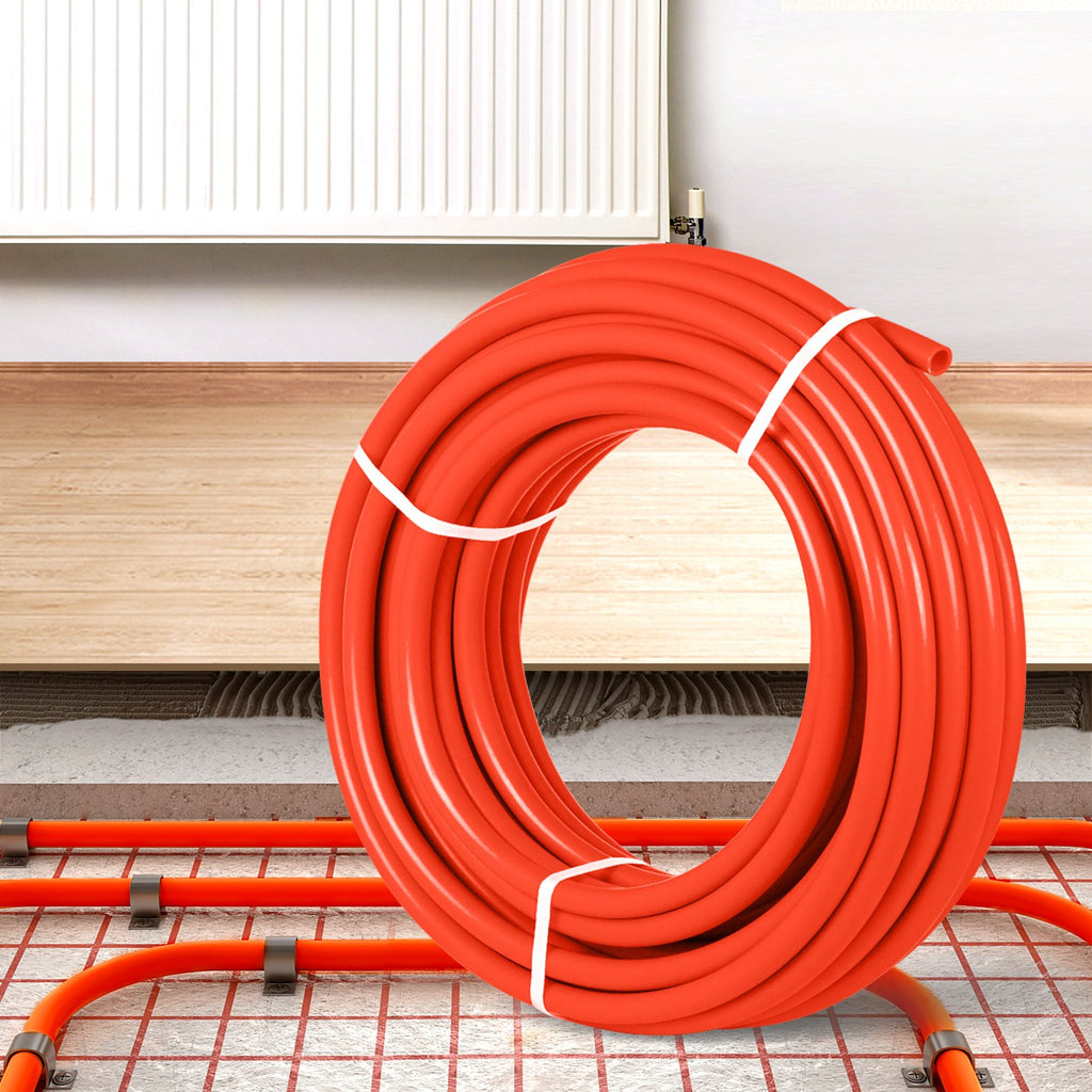 Oxygen Barrier   300 Feet Tube Coil EVOH PEX-B Pipe, For Residential Commercial Radiant Floor Heating, Red