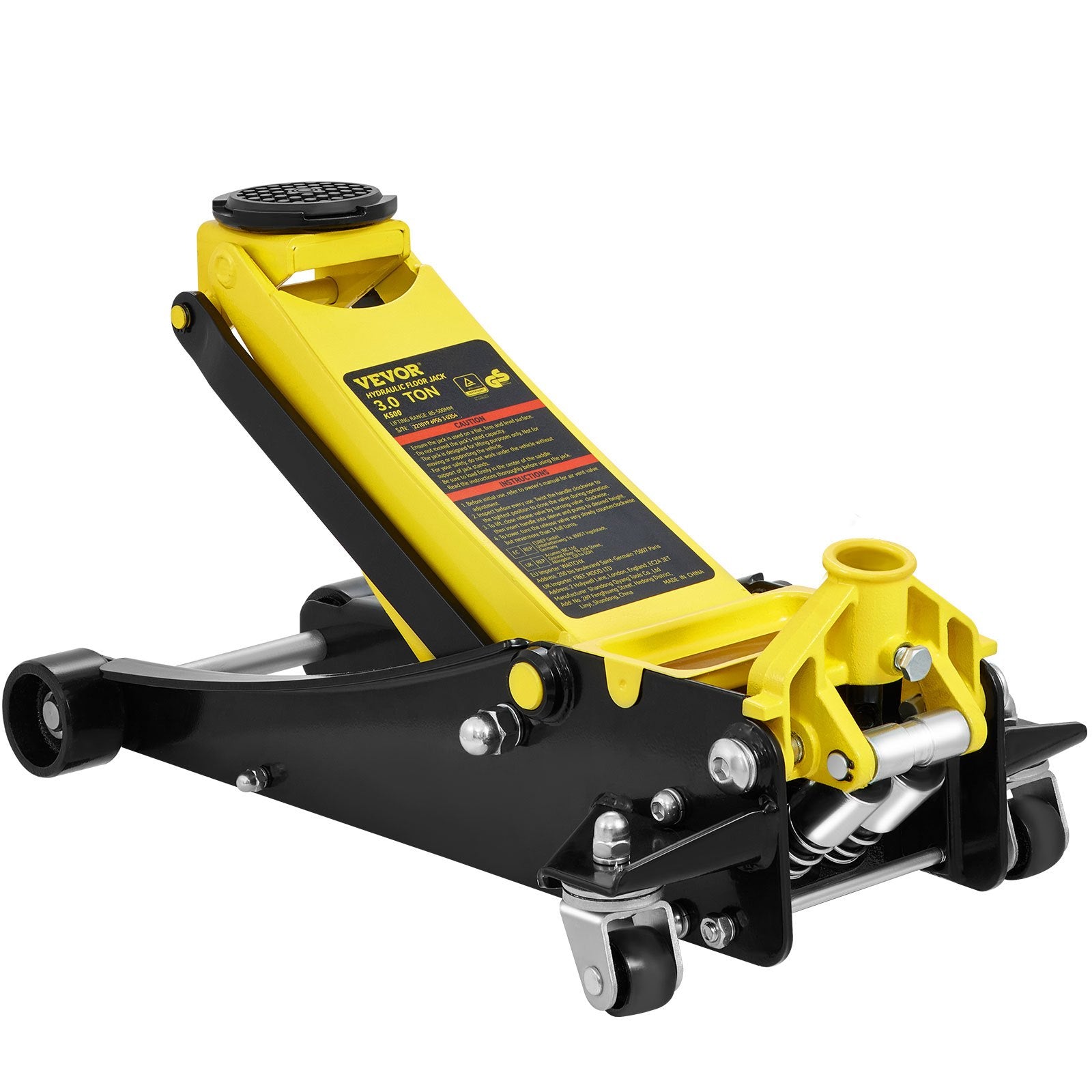 Floor Jack, 3 Ton Low Profile Floor Jack, Heavy-duty Steel Racing Floor Jack With Dual Pistons Quick Lift Pump, Floor Jack Lifting Range