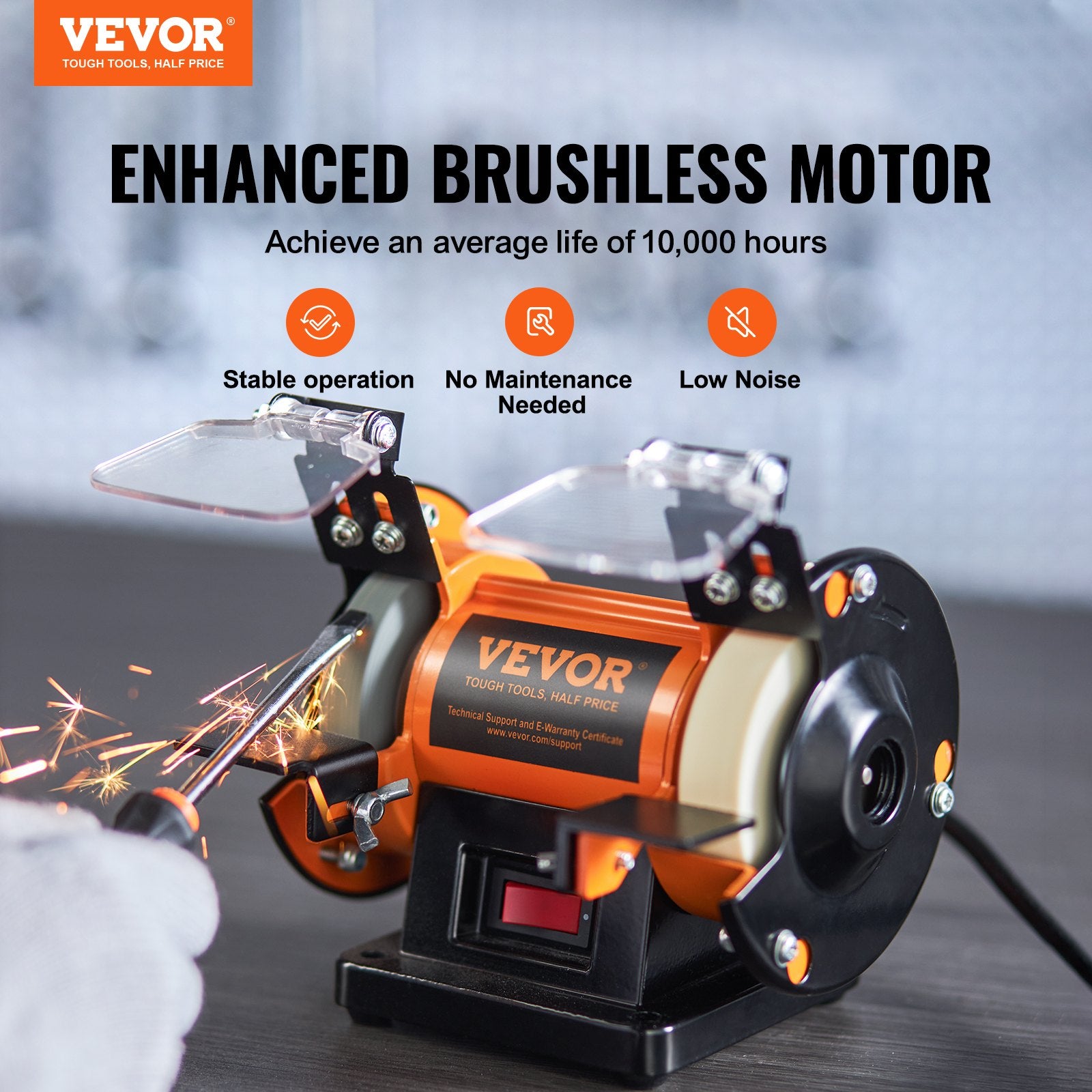 Bench Polisher & Buffing Machine For Metal Jewelry Wood - With Wool & Abrasive Wheels, 100 Tools, 3590RPM