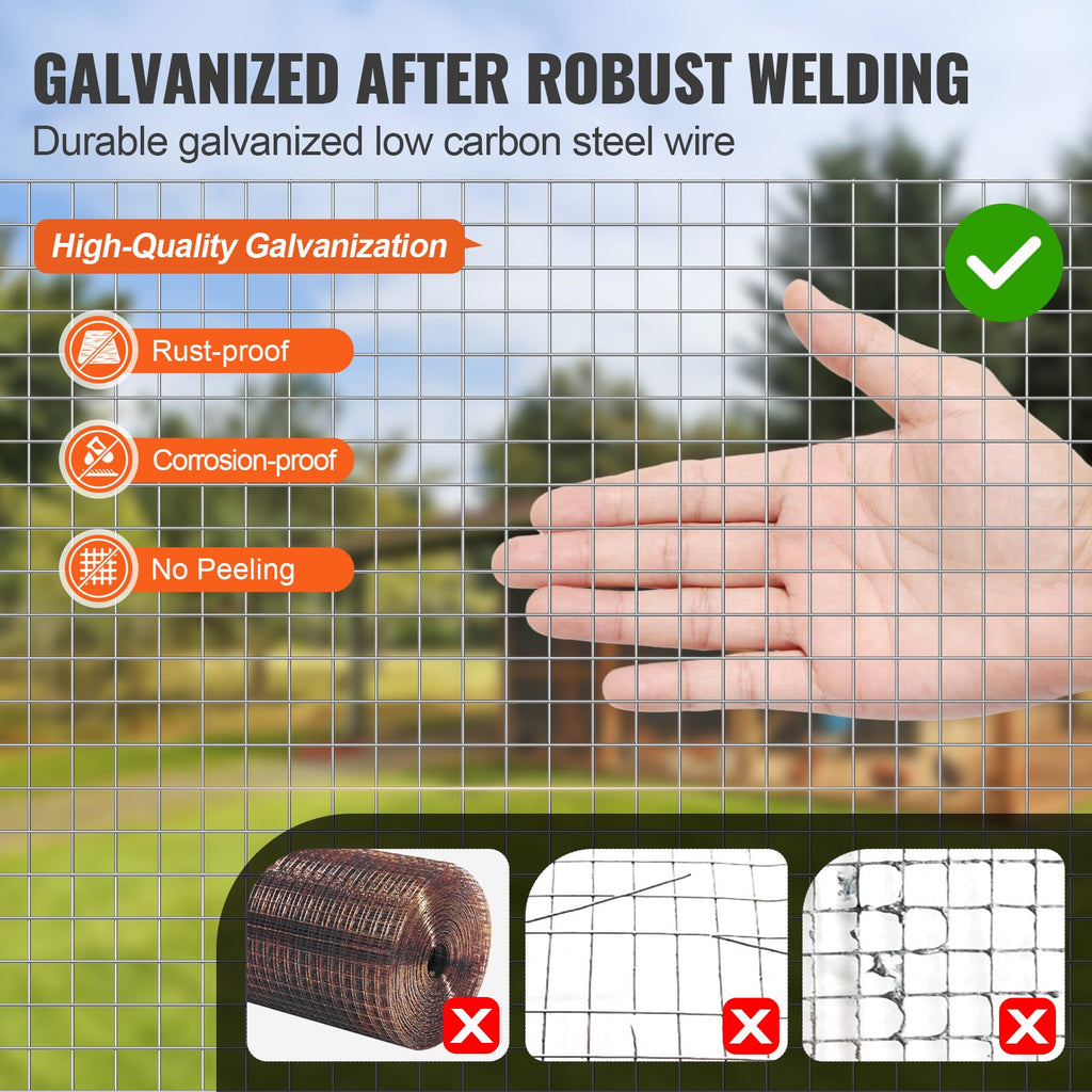Hardware Cloth, 1'2 Inch 48in X 100 Ft 19 Gauge, Hot Dipped Galvanized Wire Mesh Roll, Chicken Wire Fencing, Wire Mesh For Rabbit Cages, Garden, Small Rodents