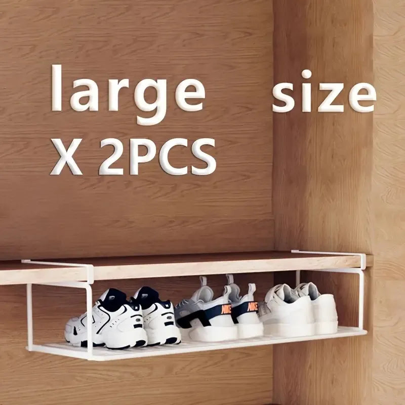 Swiss Quality Adjustable Expandable Shoe Rack, Stackable Iron Shoe Rack, Space Saving Hanging Rack For Home Shoe Storage, Bottom Basket