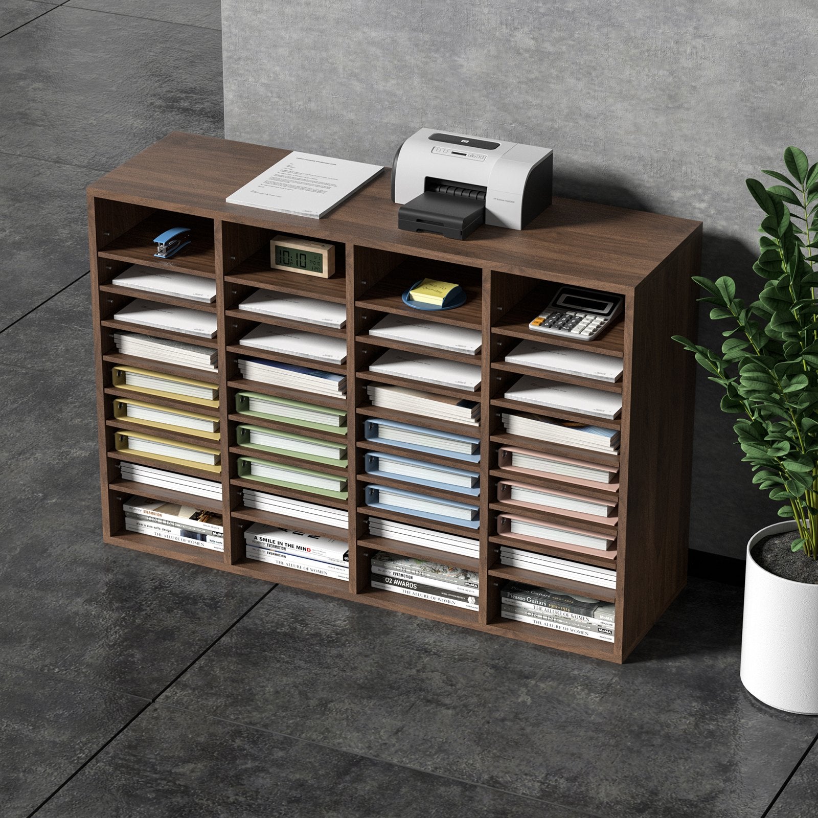 Literature Organizers, 36 Compartments Office Mailbox With Adjustable Shelves, Wood Literature Sorter 39.3x12x26.8 Inches For Office, Home, Classroom, Mailrooms Organization, EPA Certified Brown