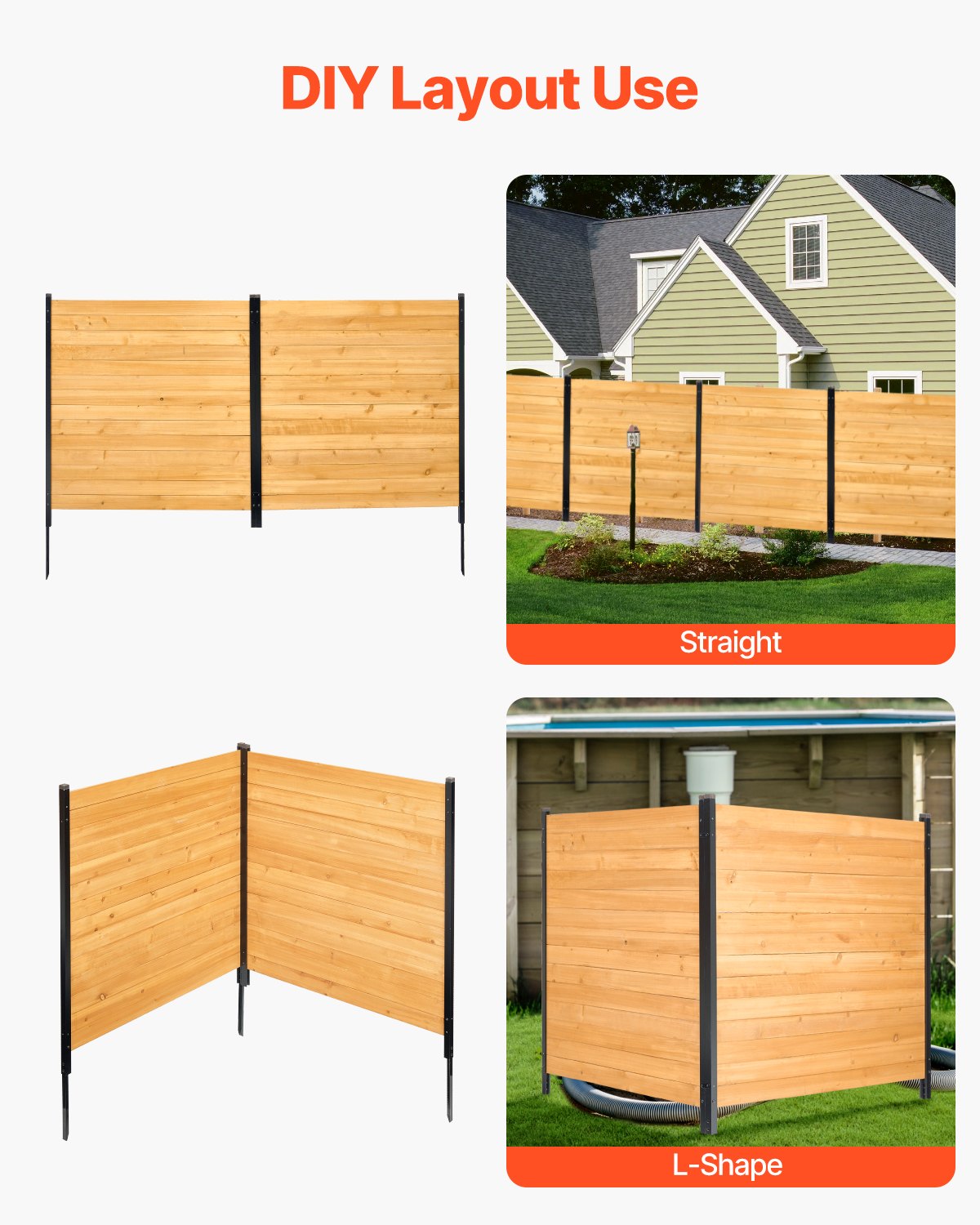 Wooden Privacy Fence 2 Panels Solid Air Conditioner Fence 38' W X 42' L