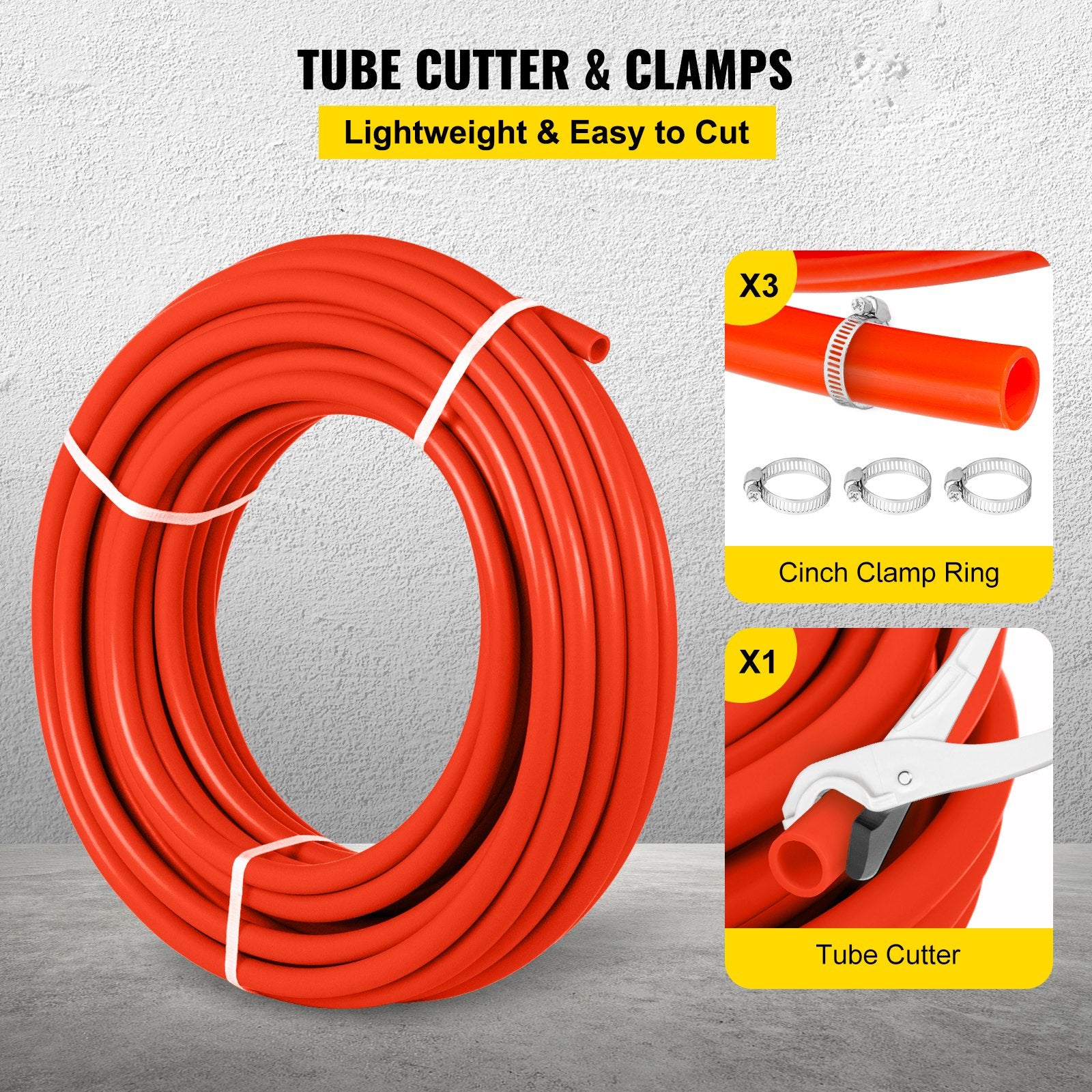 Oxygen Barrier   300 Feet Tube Coil EVOH PEX-B Pipe, For Residential Commercial Radiant Floor Heating, Red