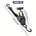 1pc Retractable Ratchet Strap, Self Retractable Tie Down Strap, 10ft Tensile Strength, 1500lbs Tensile Strength, Strong Black Heavy Duty Automatic Ratchet Strap For Securing Cargo, Trucks, Motorcycles