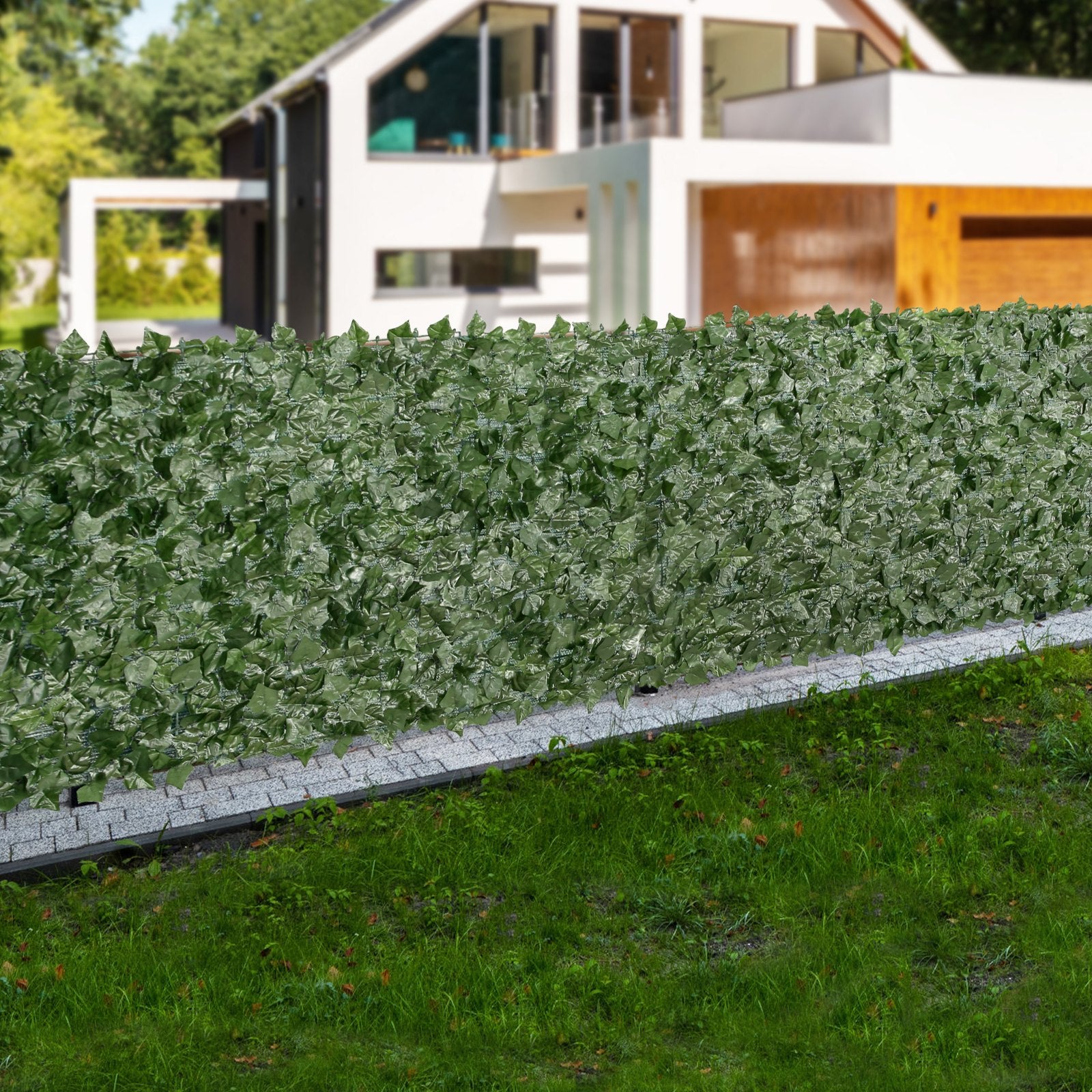39'x98' Artificial Faux Ivy Leaf Privacy Fence Screen With Mesh Cloth Backing