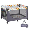 Baby Playpen Quick-Folding Portable Baby Toddler Fence Play Yard & Wheels