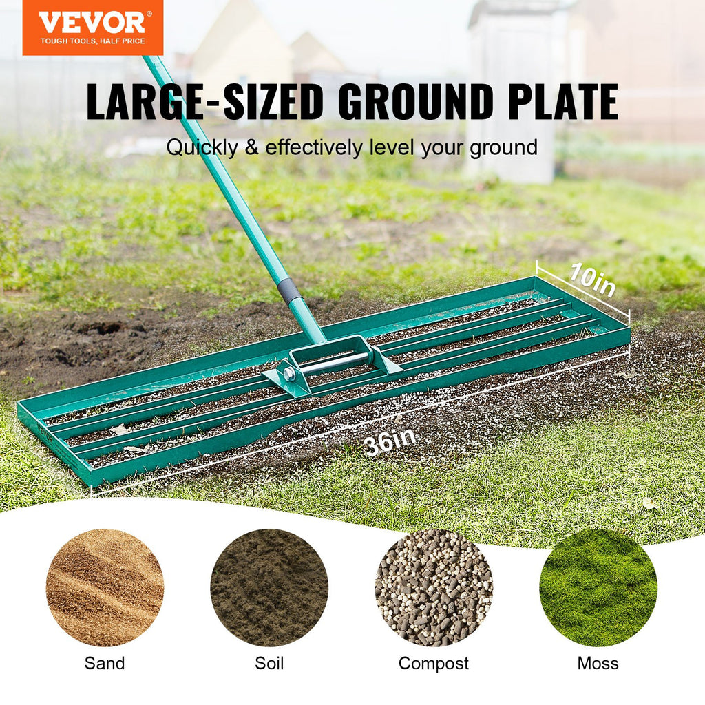 Lawn Leveling Rake, Level Lawn Tool, Heavy-duty Lawn Leveler With Steel Extended Handle, Yard Leveling Rake Suit For Garden, Golf Lawn, Farm