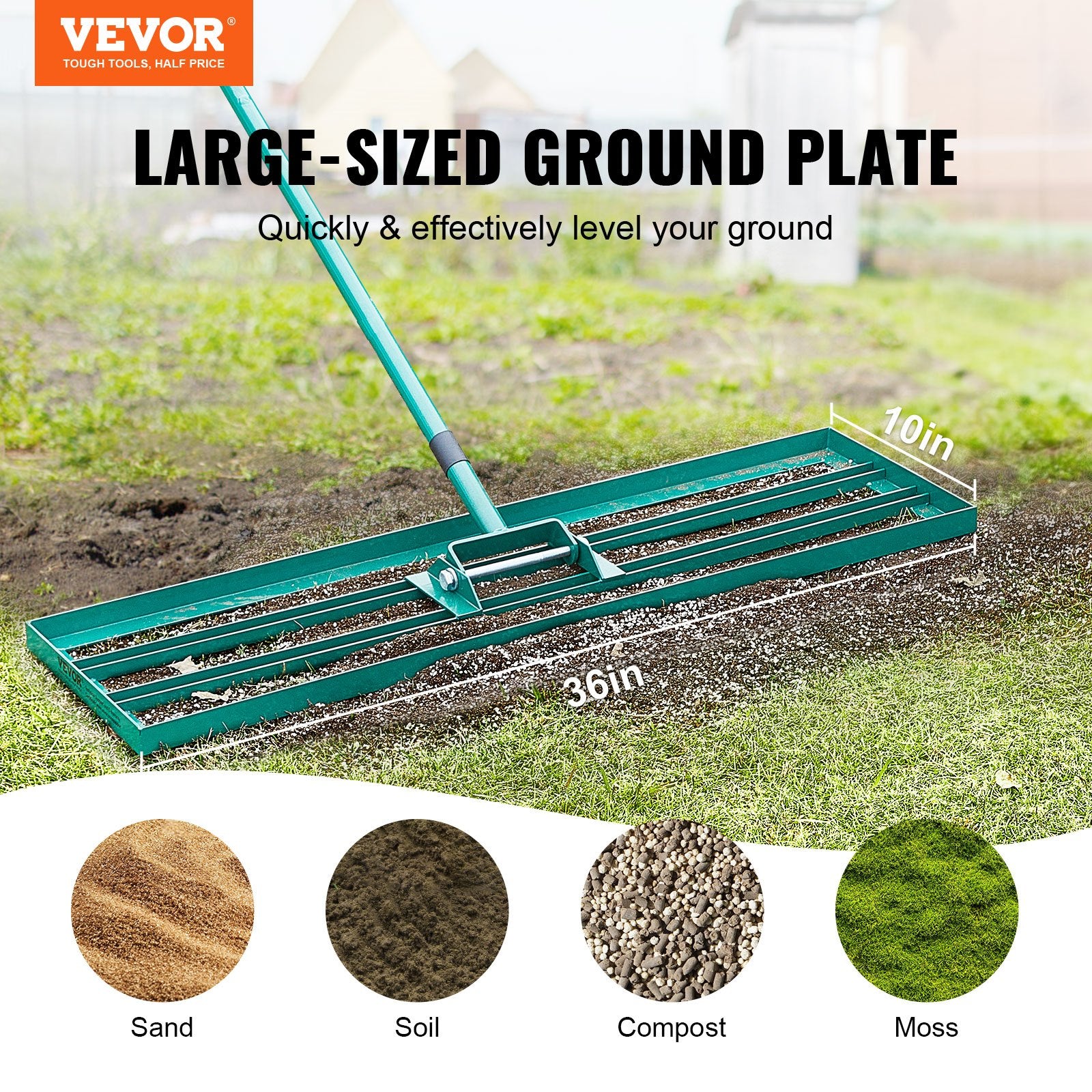 Lawn Leveling Rake, Level Lawn Tool, Heavy-duty Lawn Leveler With Steel Extended Handle, Yard Leveling Rake Suit For Garden, Golf Lawn, Farm