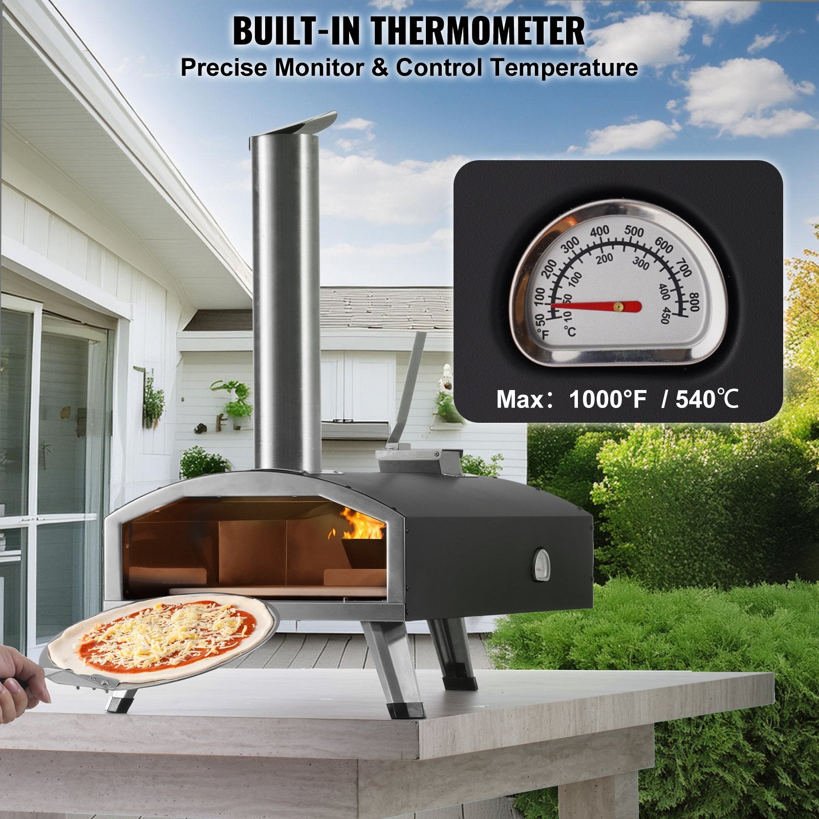 12Outdoor Pizza Oven Portable Wood Pellet Pizza Oven Iron Spray Camping