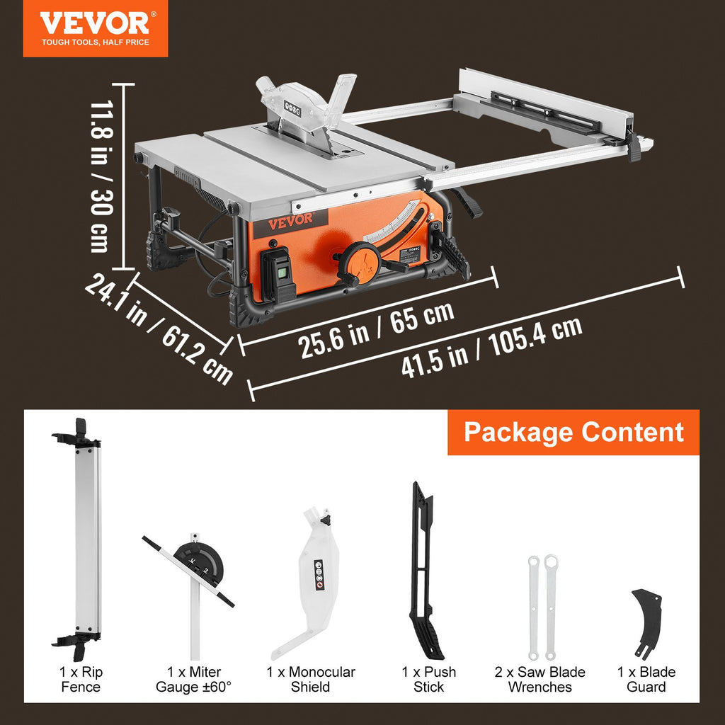 Table Saw Electric Cutting Machine 4500RPM 25-in Rip Capacity Woodwork