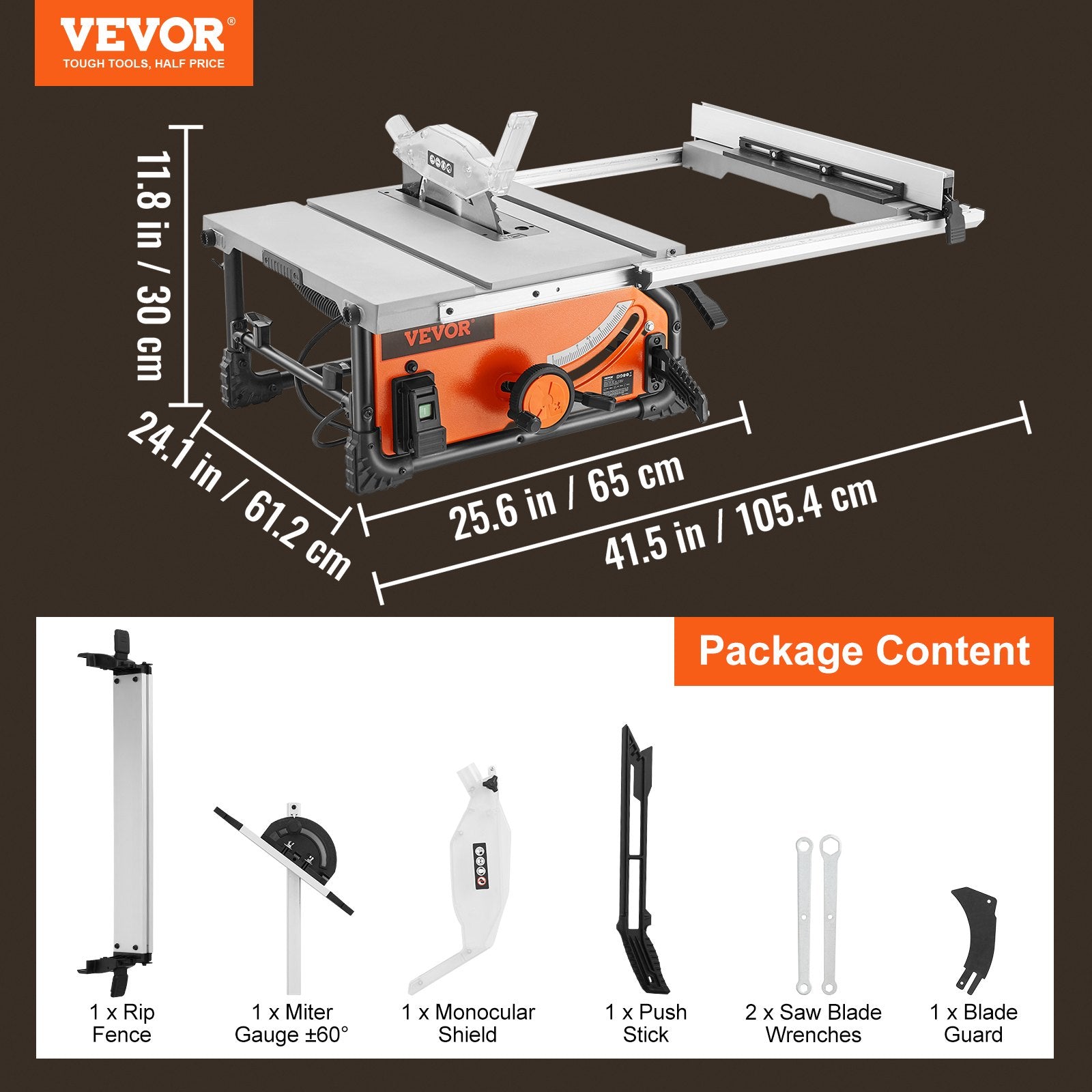 Table Saw Electric Cutting Machine 4500RPM 25-in Rip Capacity Woodwork