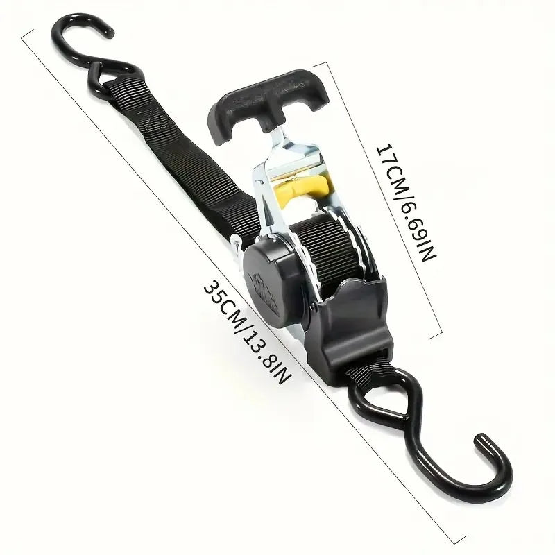 1pc Retractable Ratchet Strap, Self Retractable Tie Down Strap, 10ft Tensile Strength, 1500lbs Tensile Strength, Strong Black Heavy Duty Automatic Ratchet Strap For Securing Cargo, Trucks, Motorcycles