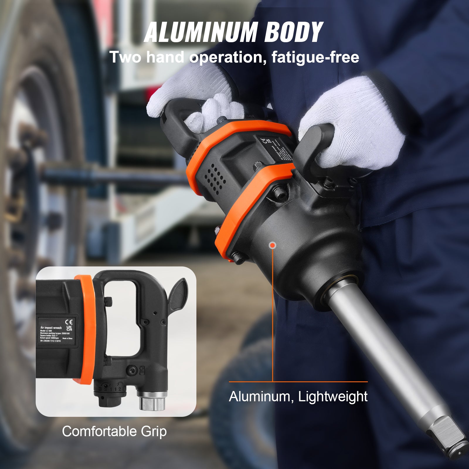 1 Inch Air Impact Wrench, Up To 3160 Ft-lbs High Reverse Torque Output 1inch Pneumatic Impact Gun