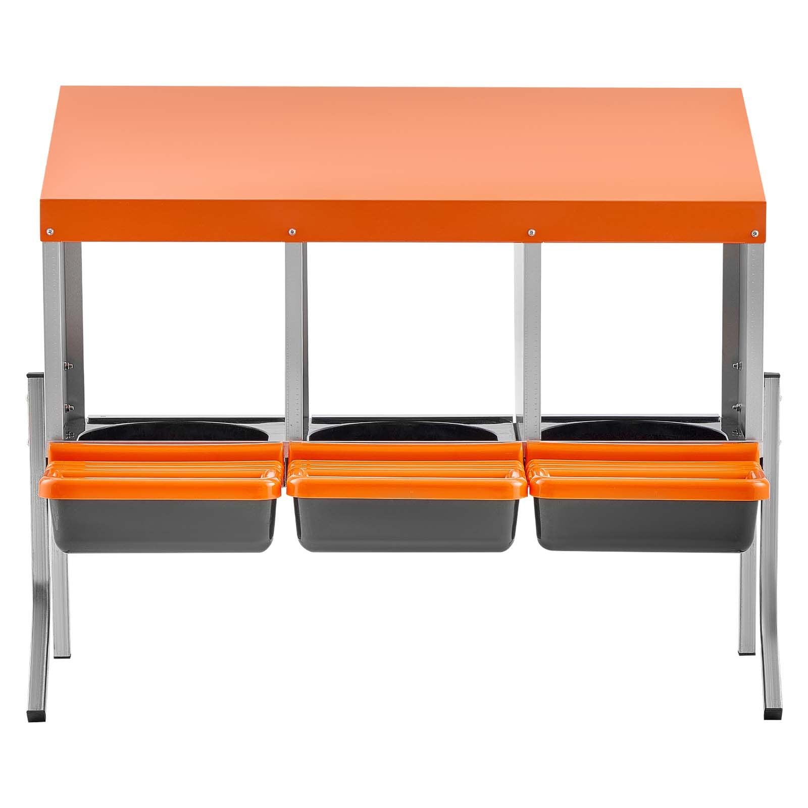 Chicken Nesting Boxes, 3 Compartments, With Support Legs, Easy Egg Collection, Galvanized Steel And High-Strength Plastic, Roll Away Nesting Boxes For Chickens And Hens Laying Eggs, Orange