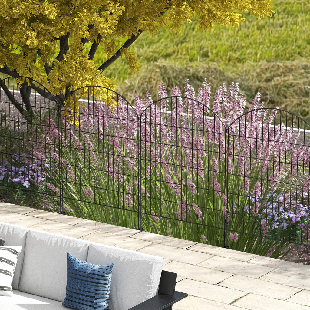 4 Pack Garden Fencing For Yard, Decorative Fence Panels As Animal Barrier And Flower Edging, Grids